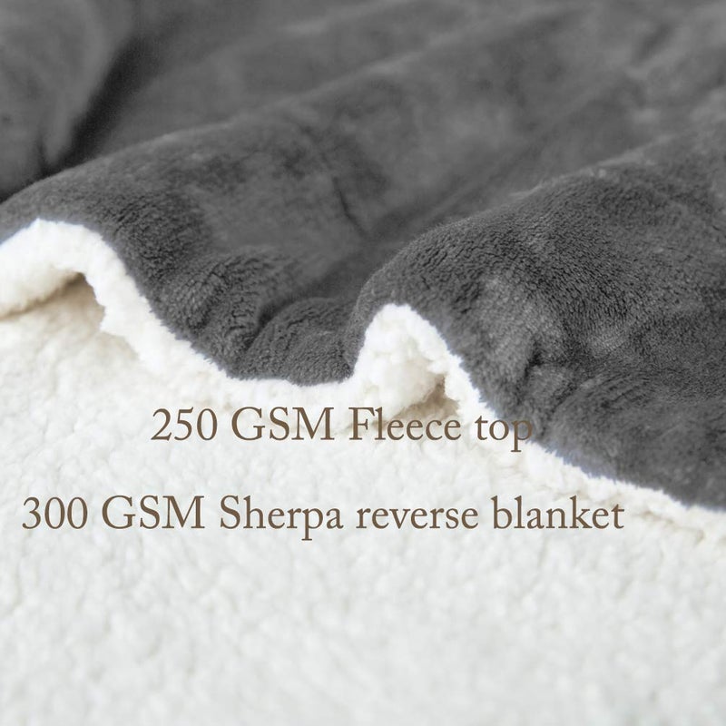 LBRO2M Sherpa Fleece Bed Blanket King Size Super Soft Fuzzy Plush Warm Cozy Fluffy Microfiber Couch Throw Velvet Double Reversible Luxurious Blankets,Grey - Image 4